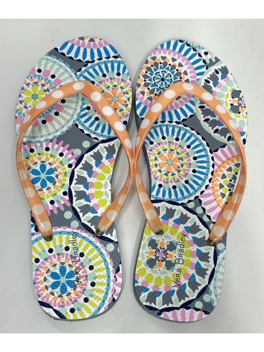 Vera Bradley Flip Flops Mop Shore Enough Sz 5-6 Multicolor Retired Thong Sandals